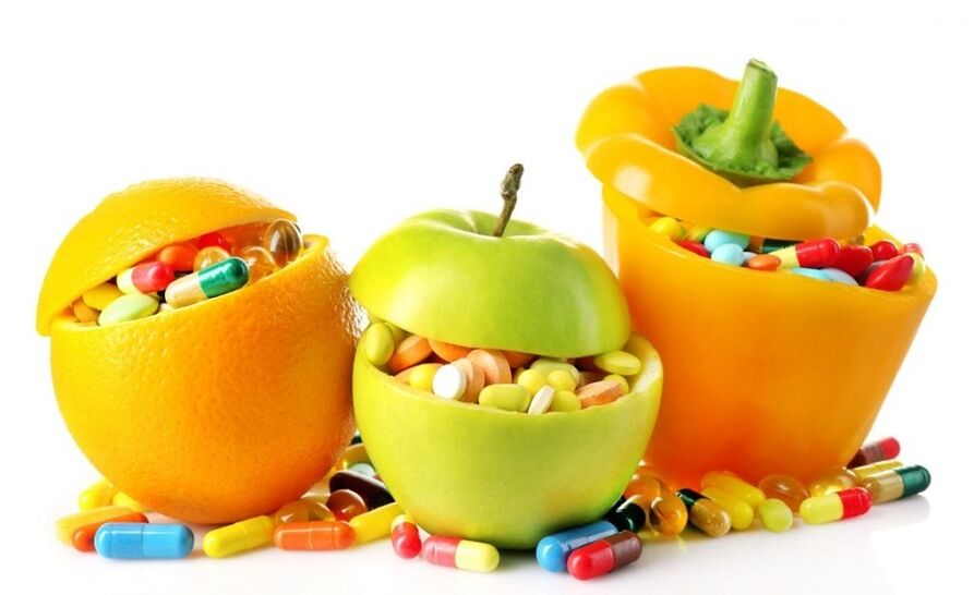 Vitamines pour la puissance des légumes et des fruits